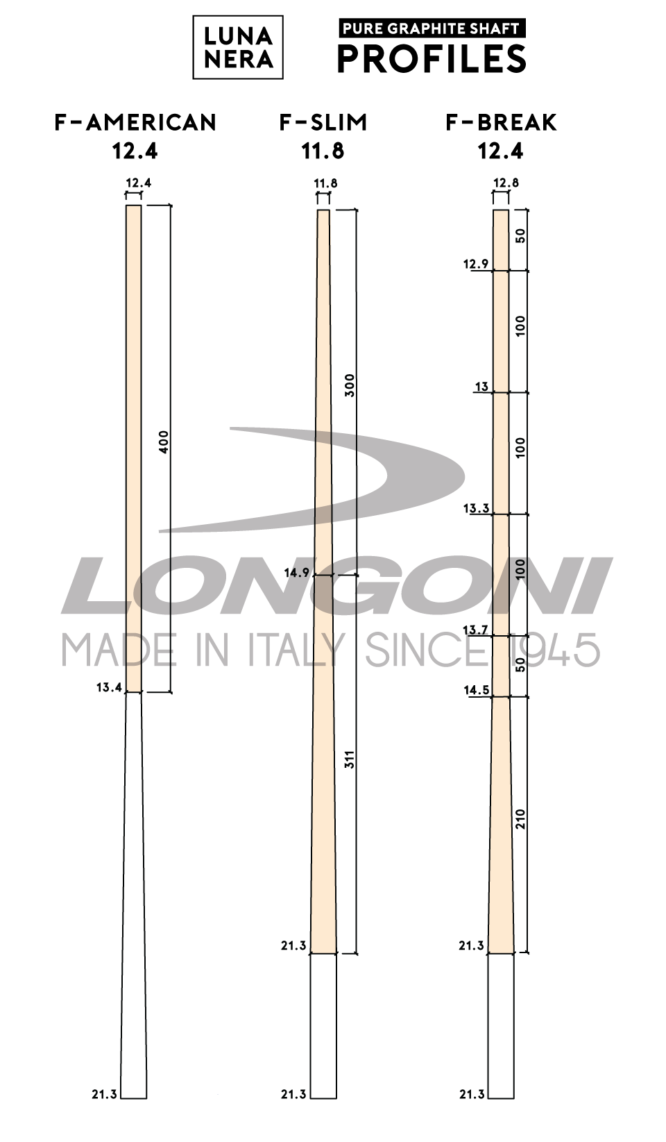 Longoni pool shafts 2018 range profile